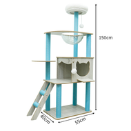 【พร้อมส่ง】PMT คอนโดแมว 185cm แบบไม้ คอนโดแมวอวกาศ พร้อมโดมนอนแบบใส บันไดและกล่องนอน บ้านแมว คอนโดแมว