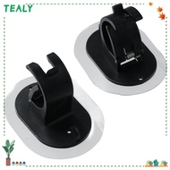 TEALY 2Pcs Curtain Rod Bracket, Plastic Multi-function Curtain Hangers, Bathroom Gadgets No Drilling Portable Wall Hooks Self Adhesive and Drill for Living Room