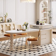 Arc Retractable Rock Dining Table French Island Taiwan Island Table Cream Household Dining Table Mul