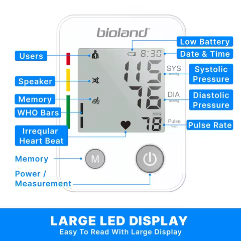 Bioland Blood Pressure Monitor 2005 Tensiometer Upper Arm Automatic Digital BP Measuring Device Bloo