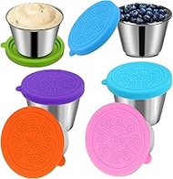Joyeee 6-Piece Spice Cups with Silicone Lids, 70ml Airtight & Leak-Proof Portable Stainless Steel Co