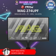 MSI MAG 274UPF 27 Inch Flat Gaming Monitor (4K, Rapid IPS, FreeSync Premium, 144 Hz, 1ms)