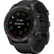 Đồng Hồ Garmin Fenix 7 Sapphire Solar 47mm Xám Carbon Dây Đen