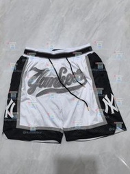 新款 全刺繡JUST DON洋基隊NY黑白配色籃球短褲運動五分褲8 請認證hkpowerbuy.賣家 世界杯 運動褲 運動衫 套裝 籃球衫 比賽服