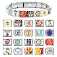 Popular football&soccer italian charm bracelet links fit 9mm stainless steel bracelet DIY jewelry ma