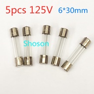 5 pcs 125V 0.5A 1A 2A 3A 4A 5A 6A 8A 10A 15A 6*30mm glass fuse 6×30mm 110V voltage