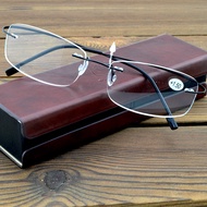B-Titanium ONLY 2G Ultra-light Elastic Rimless READING GLASSES BLACK N SILVER FRAME +0.75 +1 +1.25 +