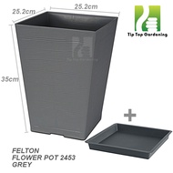FELTON (small size) SQUARE FLOWER POT 2453 PLASTIC FLOWER POT FOR INDOOR OUTDOOR USE PASU BUNGA