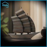 Fityle Bronze-Toned Sailboat Sculpture Modern Chinese Sailboat Ornament Sculptural Tabletop Sculptur