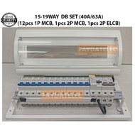 [NEW] EPS 40A/63A 16WAY PVC DB SET C/W 12pcs 1P MCB &1pcs 2P ELCB &1pcs 2P MCB