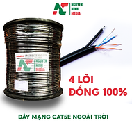Dây Cáp Mạng Ngoài Trời HIDEKI Cat3 Dropwire 4 Lõi Đồng Nguyên Chất, Có Sợi Thép Chịu Lực, Vỏ HDPE S