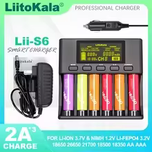 LiitoKala Lii-S6 3.2V 3.7V 18650 Battery Charger 6-Slot Auto-Polarity Detect 26650 21700 18500 14500