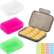 Small Pill Case in Large Compartment, 4 Pack MICARA Cute Pill Organizer Travel Pill Box with Labels 