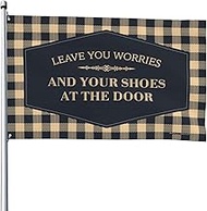 Funny Room Decor Leave You Worries And Your Shoes At The Door Flag Flag For Room Girls Camper Decora