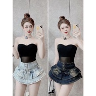 ELWYN short skirt, high-waisted short flared skirt, dynamic style, size S M L SPG8