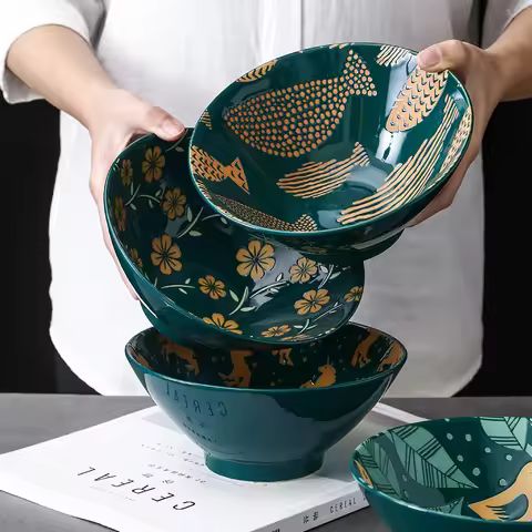 Tableware Japanese Ceramic Japanese Ramen Bowl Household Soup Bowl Salad Bowl Ceramic Tableware Inst