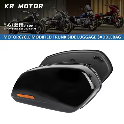 Motorcycle Modified Trunk Side Luggage SaddleBag With Reflective Strip Installation Bracket Kit For 