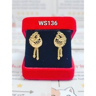 Wing Sing 916 Gold Design Skrew India Peacock Earrings / Subang Indian Skru Design Emas 916 (WS136)