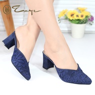 EMYE - Sepatu Sandal Heels Pesta Brukat Pengantin Wanita Bustong Putih Kebaya Weddingshoes 7cm