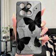 1pc Premium Luxury Minimalist Black Marble Butterfly Pattern Phone Case Compatible With Android Smar
