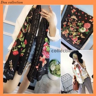 [Nowship2h] Silk Scarf with Floral and Butterfly Pattern Beach Travel Fashion - Silk Material - 90x1