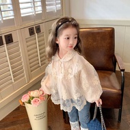 baju jalan budak perempuan kids blouse Gadis musim bunga dan musim luruh 2025 kemeja renda perangai 