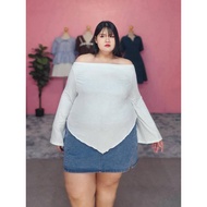 Off-Shoulder Rayon Shirt Large Size Bust 48-62 Inches++ (ง94)