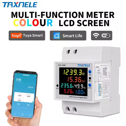 TUYA WiFi Remote Monitor 6IN1 AC 110V 220V 100A Voltage Current Power Factor KWH Electric Energy Fre