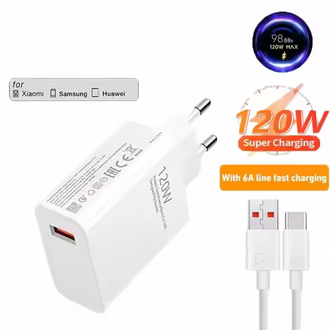 New Original 120W Ultra Fast Charger 120W 67W 33W EU Plug 6A Type C Cable For IPhone Pro Max Samsung