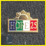 Customized HOPE 25 Pin, molder type, gold plated, Size: 3.5cm by 2.5cm in 2mm thickness, with box