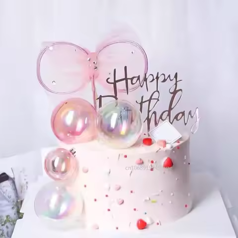 10/6/3pcs Colorful ball Happy Art Font Red Small Love Heart Cake Topper Birthday Party Dessert Decor