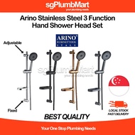 Arino AR-939C-S Stainless Steel 3 Function Hand Shower Head Set(Chrome, Matt Black, Rose Gold & Gun 