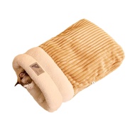 HAPPY TIME-Cat Winter Sleeping Bag Soft Plush Cat Sack Self Warming Cat Cave Bed for Indoor Cats Cat
