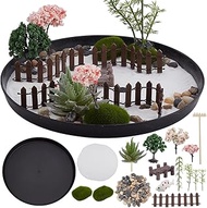 WEBEEDY DIY Round Zen Garden Kit Mini Japanese Sand Garden for Desk,8.9"x8.9" Tabletop Rock Sand Med