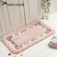HONEYROOM 1 Pcs Pink Rug, 16*24Inch Microfiber Flower Rug,  Non-Skid Absorbent Pink Floral Bathroom 