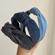 Bando Denim Korean Jeans Headband Bandana Twisted Wanita Aksesoris Rambut HG BDO12