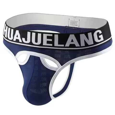 Men's Mesh Jockstrap with Branded Waistband Breathable Summer Underwear Youth Fashion T Back Underpa