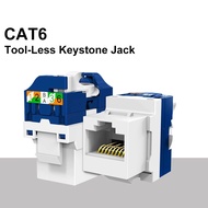 CAT6 Tool-Less Keystone Jack, RJ45 Ethernet Network Module, Gigabit Punch Down Free Connector for Wa