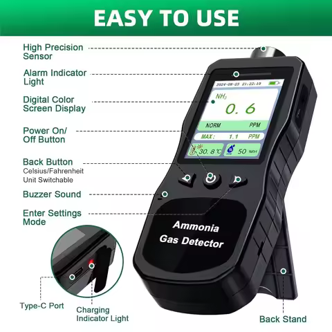 NH3 Ammonia gas detector Excessive concentration display alarm Portable handheld device,Hydrogen sul