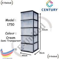 Century* 1750 -Single Column 5 Tier Plastic Drawer / Cloth Cabinet / Storage Cabinet