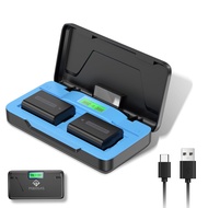 2-Pack NP-FW50 Battery 1400mAh with USB-C 20W Fast Dual Channel Charge Case for Sony ZV-E10, Alpha A