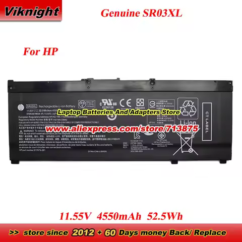 Genuine SR03XL Battery HSTNN-DB8Q TPN-Q194 for HP ZBook 15V G5 OMEN 15-CX0056wm 15-DC0010CA 15-DC010