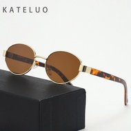 KATELUO Women Retro Polarized Sunglasses UV400 Protection Oval Fashion Sun Glasses for Outdoor Activ
