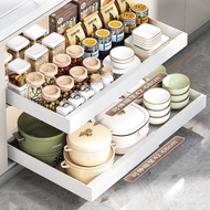 Pull-out kitchen storage rack, drawer, cupboard shelf, pull-down spice rack, multifunctional, retrac