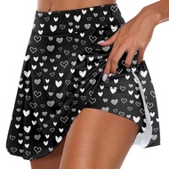 Womens Casual Prints Tennis Skirt Yoga Sport Active Skirt Shorts Skirt Lace up Skirt