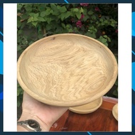 Green cypress wood round plate