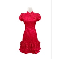 MERAH Newest 2025 IMLEK RED CHEONGSAM DRESS