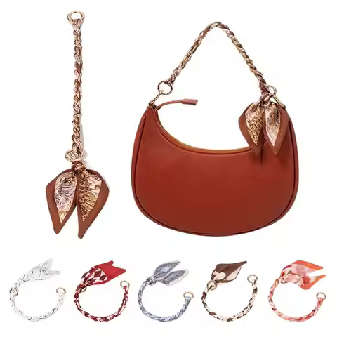 Purse Chain Metal Alloy Silk Scarf Bag Chain Detachable Bow Scarf Metal Chain Bags Belt Straps Bags