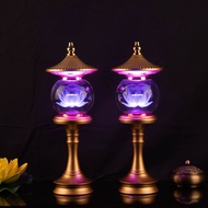 LEDColorful Color Changing Crystal Lotus Lamp Buddha Lamp Guanyin Bodhisattva God of Wealth Lamp Buddha Front Lotus Lamp Altar Pilot Light
