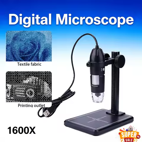 USB Digital Microscope 1600X Magnification 8 LED Lights 2MP Camera Endoscope with Lift Stand for Win